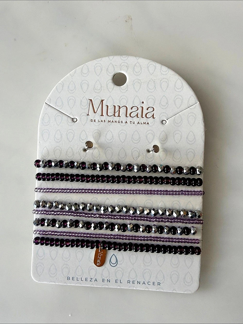 Munaia Beaded Bracelet Set in Purple & Black NWT